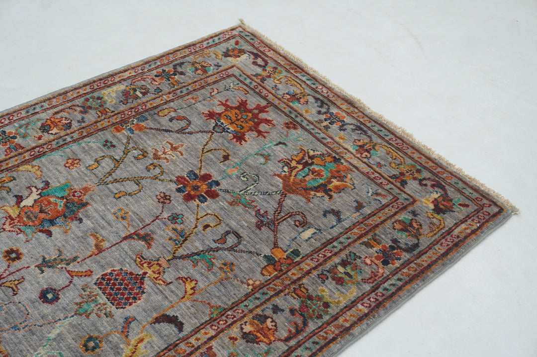 2'6"x6'6" Gray Waziri Afghan Hand knotted Oriental Runner Rug