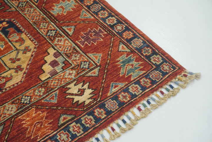 3x4 Red Ersari Hand Knotted Afghan Wool Oriental Rug - Yildiz Rugs