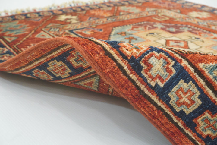 3x4 Red Ersari Hand Knotted Afghan Wool Oriental Rug - Yildiz Rugs