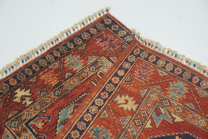 3x4 Red Ersari Hand Knotted Afghan Wool Oriental Rug - Yildiz Rugs