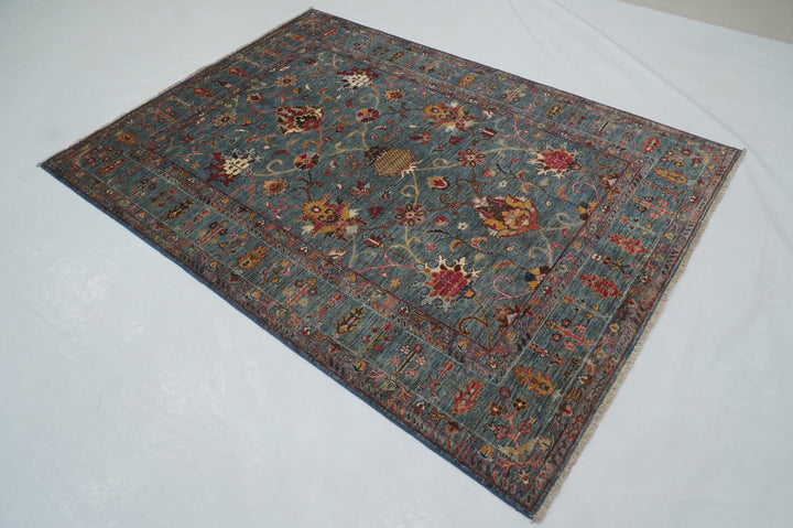 5x7 Blue Waziri Afghan Hand Knotted Oriental Rug