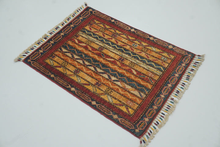 2x3 Red Turkish Hand-Knotted Wool Rug - Yildiz Rugs