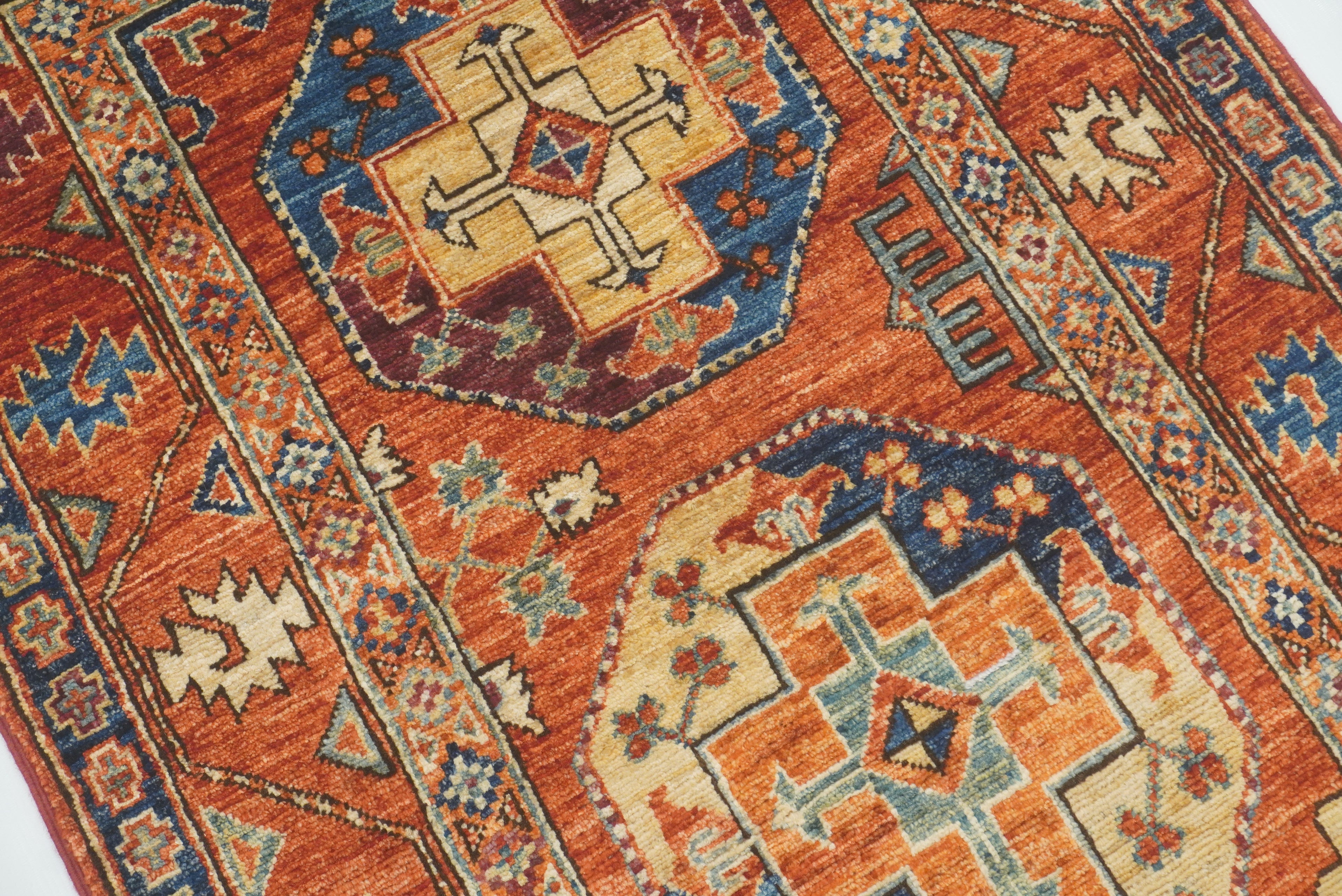 3x4 Red Ersari Hand Knotted Afghan Wool Oriental Rug - Yildiz Rugs