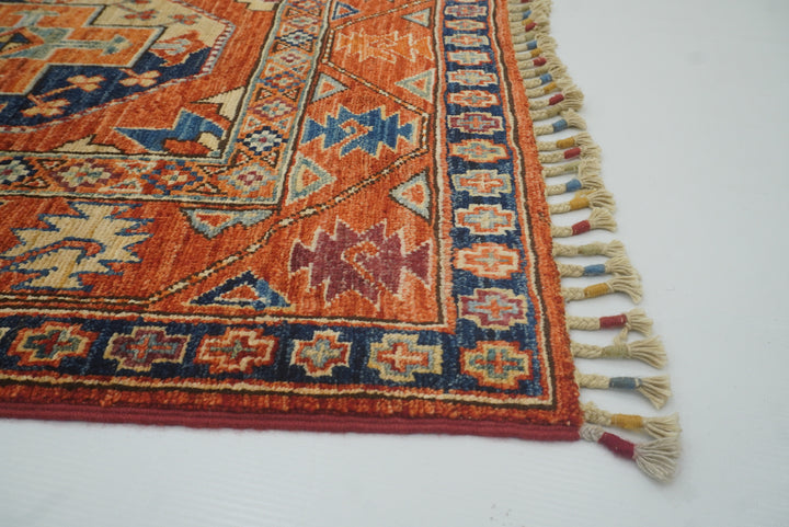 3x4 Red Ersari Hand Knotted Afghan Wool Oriental Rug - Yildiz Rugs