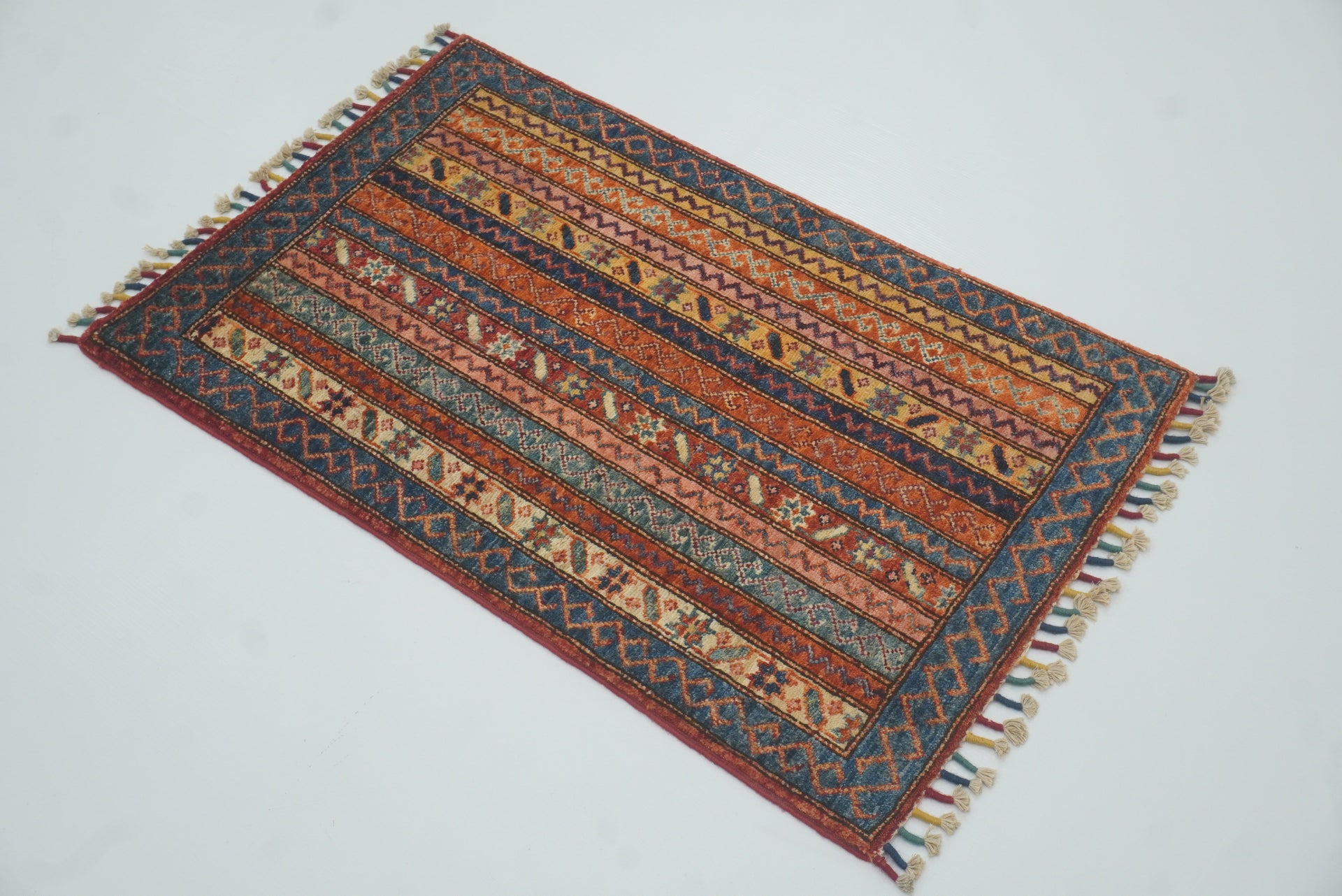 2x3 Red Turkish Hand-Knotted Wool Rug