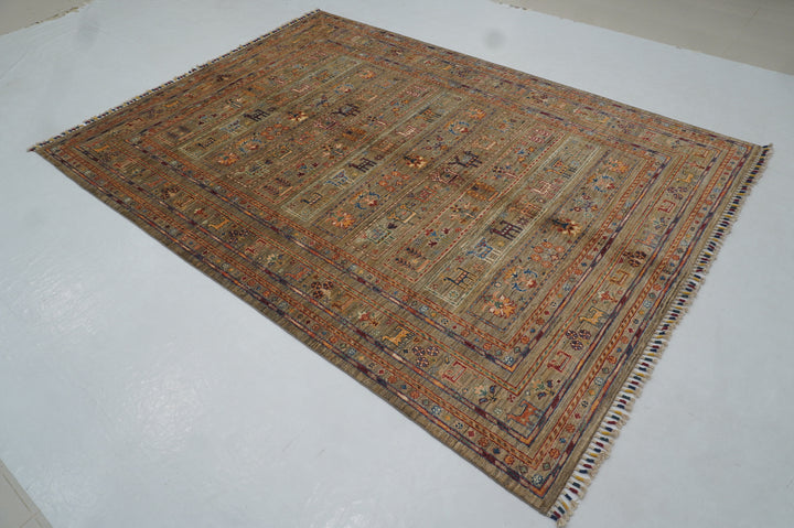 6x8 Gray Gabbeh Nomadic Tribal Afghan Hand knotted Animal Rug