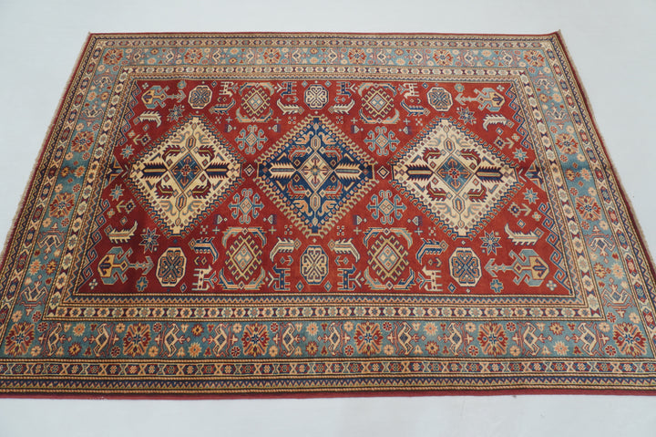 5x7 Red Afghan Shirvan Vintage Caucasian Hand knotted Rug