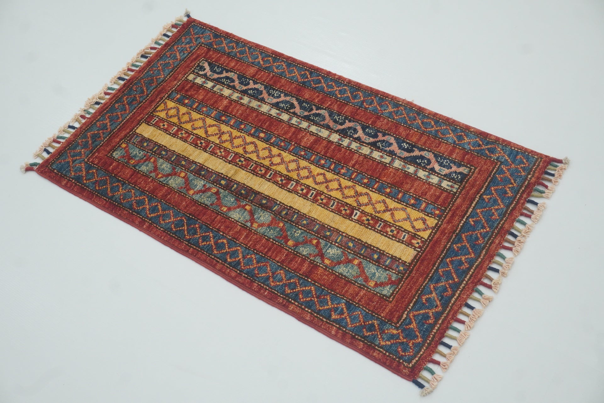 2x3 Red Turkish Hand-Knotted Wool Rug