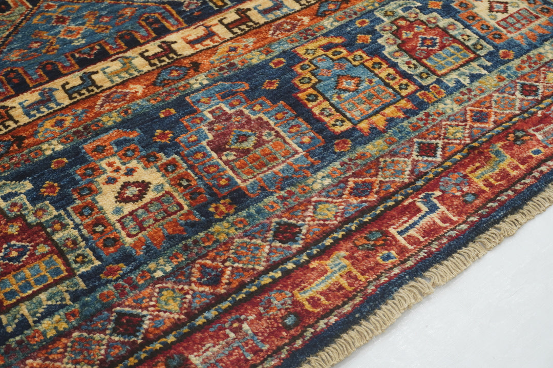 10 ft Navy Blue Tribal Gabbeh Afghan Hand knotted Runner Rug