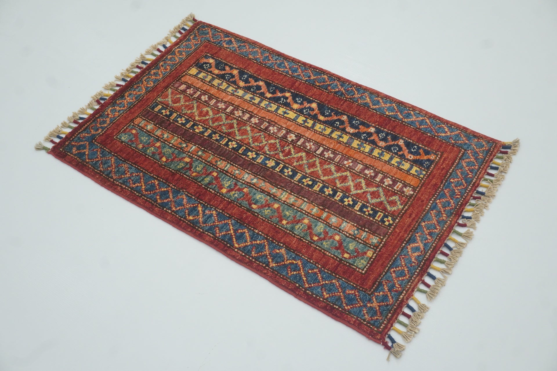 2x3 Red Turkish Hand-Knotted Wool Rug
