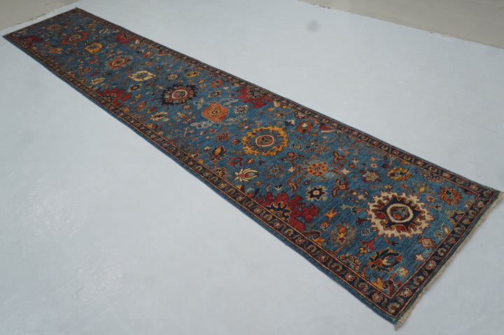 14 Ft Blue Bidjar Afghan hand knotted Oriental Runner Rug