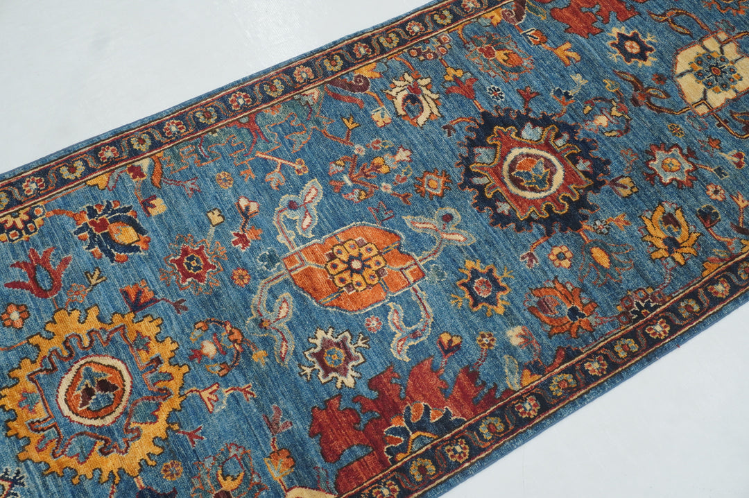 14 Ft Blue Bidjar Afghan hand knotted Oriental Runner Rug