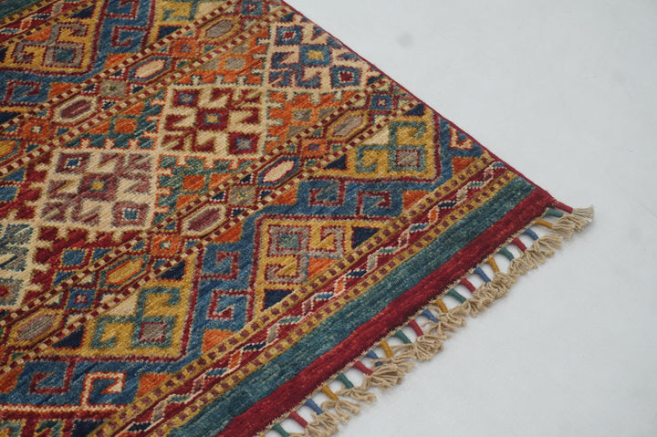 7x8 Red Tribal Afghan Handmade Rug