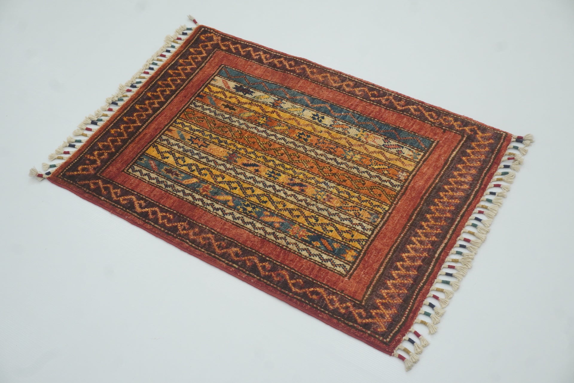 2x3 Red Turkish Hand-Knotted Wool Rug