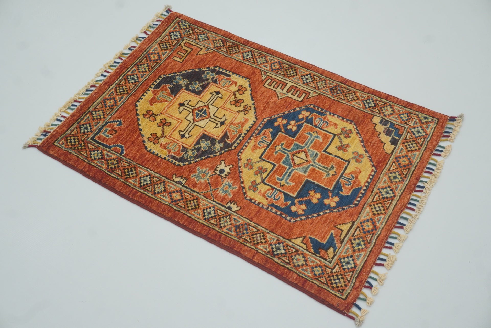 2x3 Red Ersari Afghan Hand knotted wool Rug
