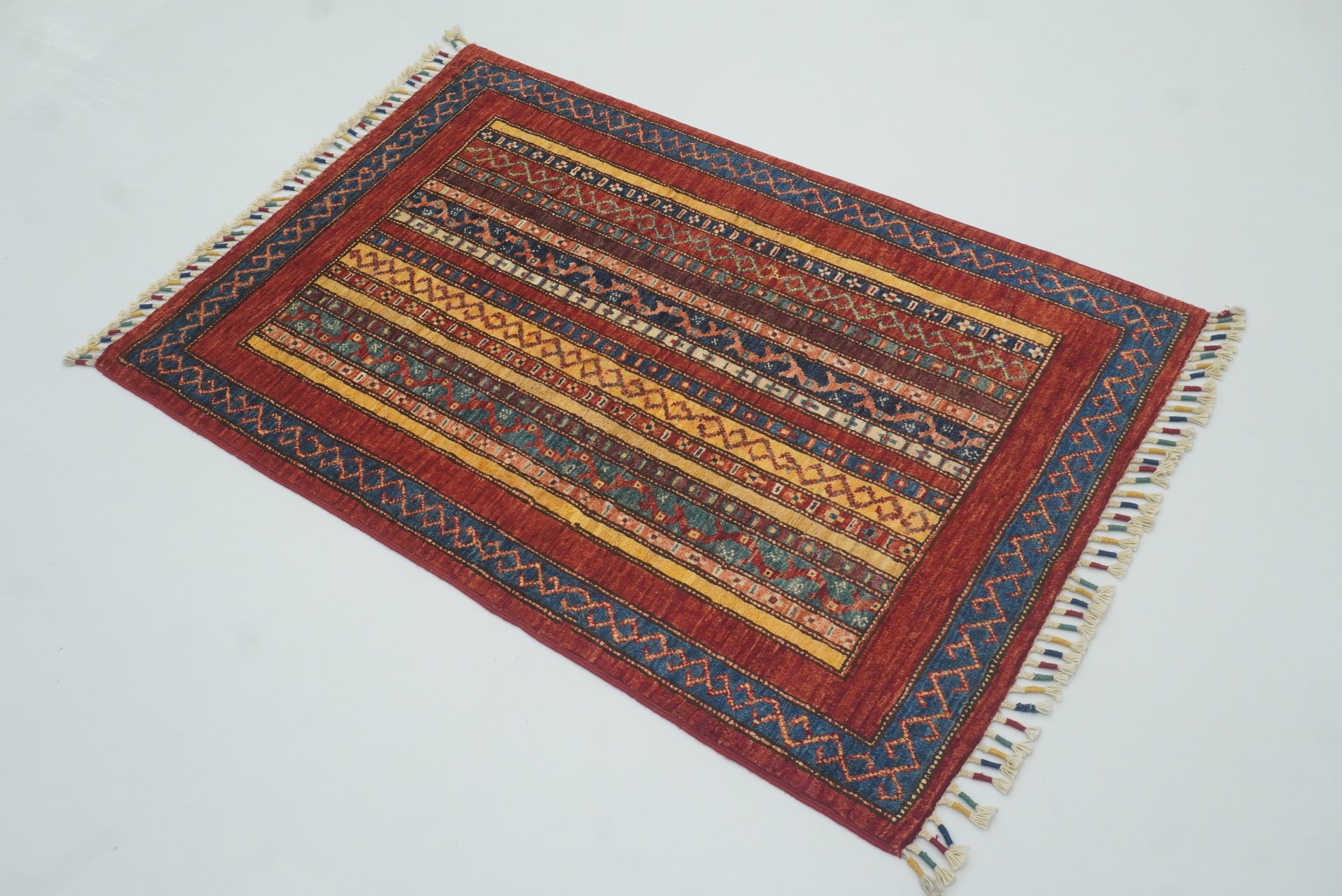 3x4 Red Turkish Style Hand knotted Wool Rug