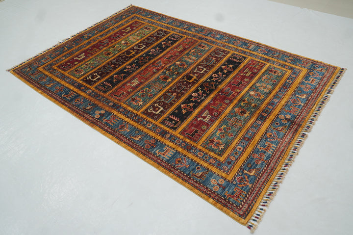 5x7 Orange Gabbeh Nomadic Tribal Afghan Hand knotted Animal Rug