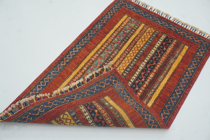 3x4 Red Turkish Style Hand knotted Wool Rug - Yildiz Rugs