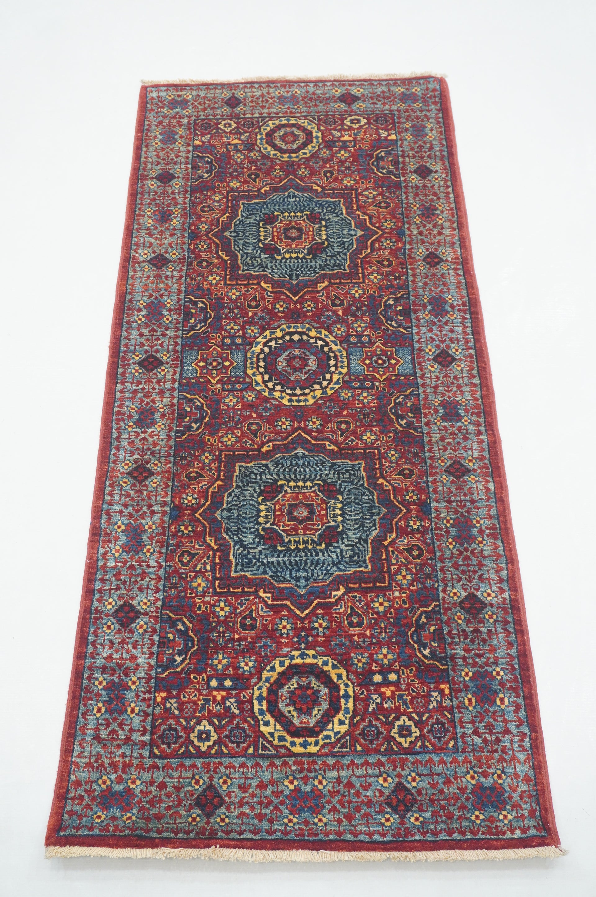 5 ft Red Mamluk Turkish Hand knotted Runner Rug - Yildiz Rugs