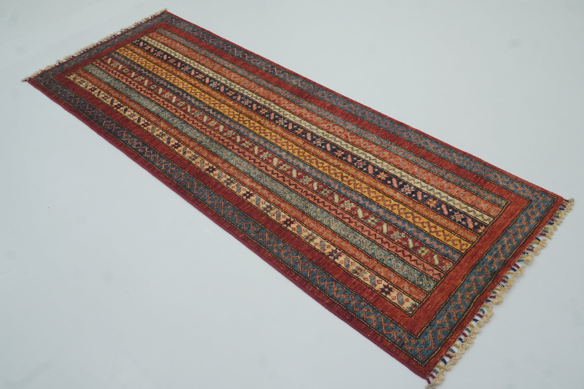 2'5"x6'6" Red Shawl Hand Knotted Runner Rug