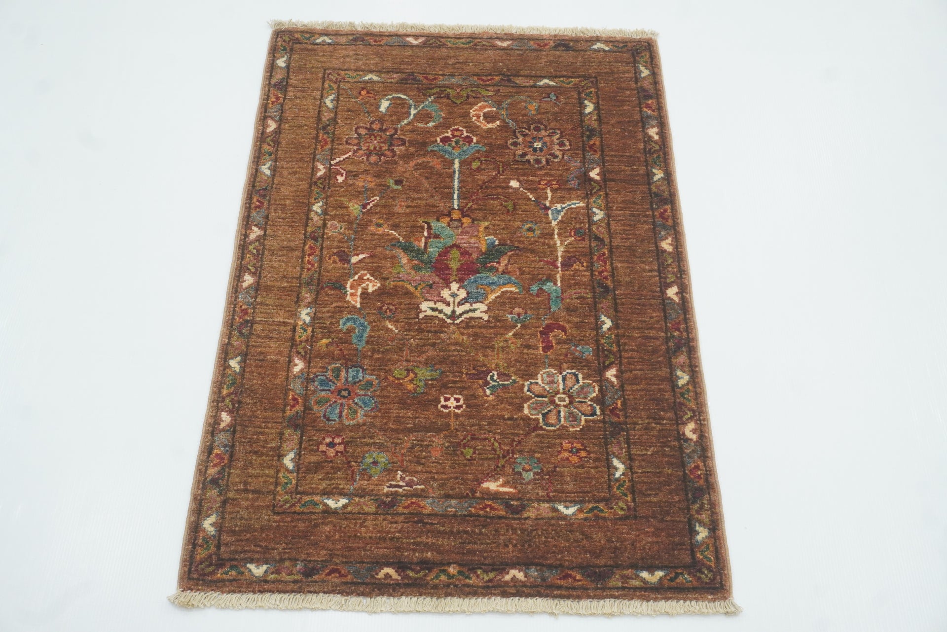 2x3 Waziri Afghan Brown Hand Knotted Rug