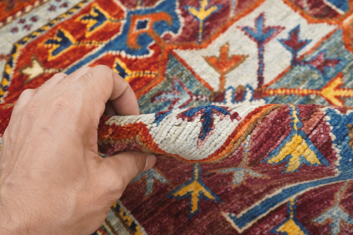 7 ft Gray Ersari Oriental Afghan Hand knotted Wool Runner Rug