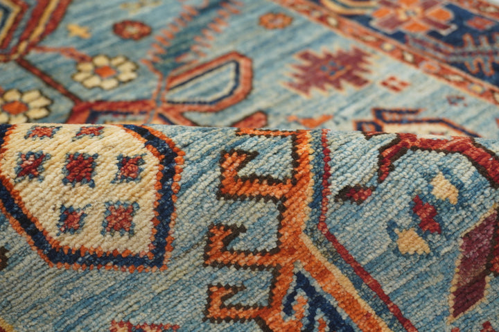 SOLD 7 ft Blue Heriz Afghan Hand knotted Oriental Runner Rug