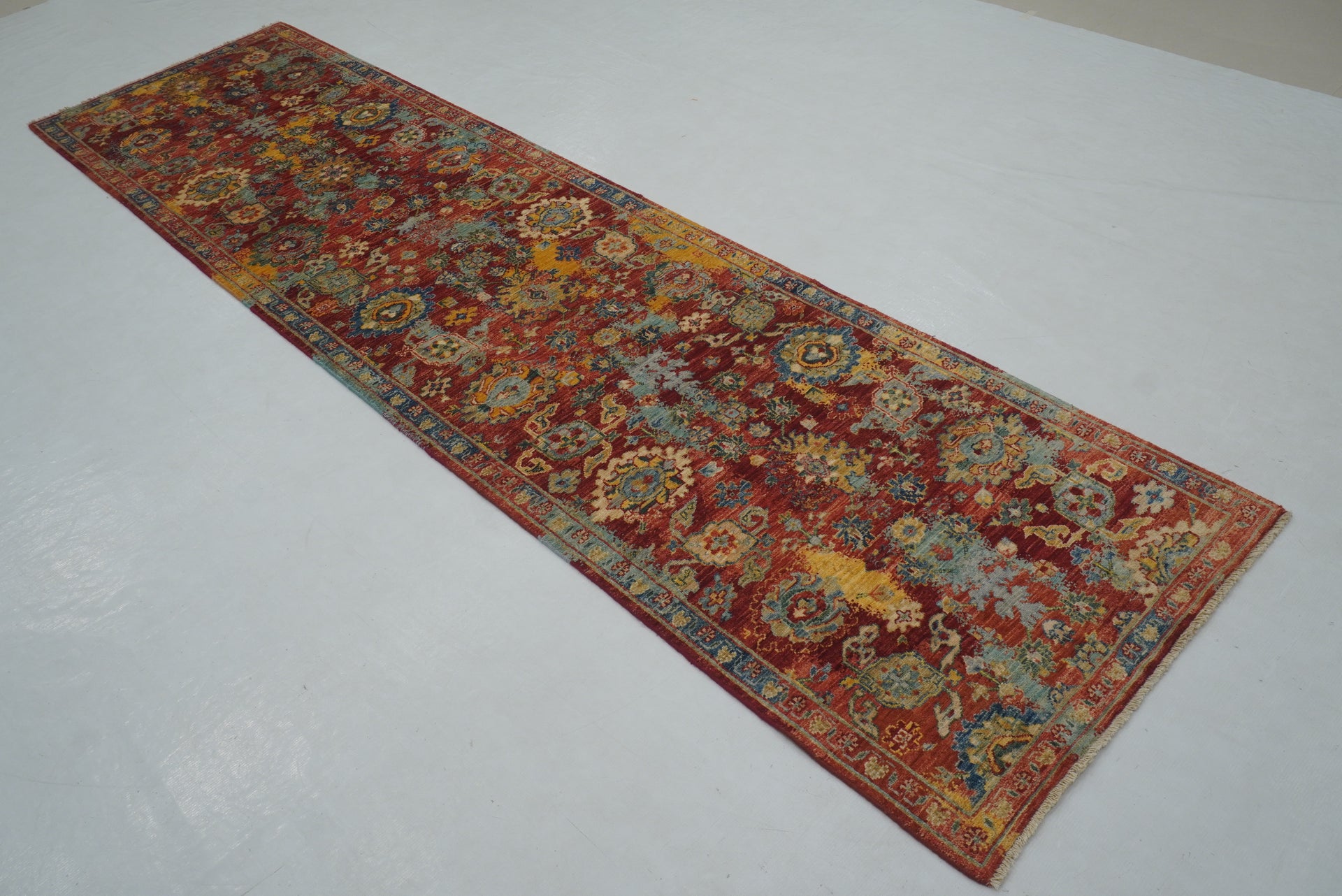 10 ft Red Modern Bidjar Afghan Hand knotted Runner Rug