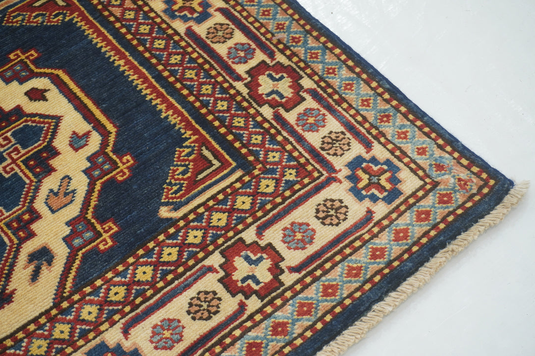 10 ft Navy Blue Vintage Shirvan Afghan Hand Knotted Runner Rug - Yildiz Rugs