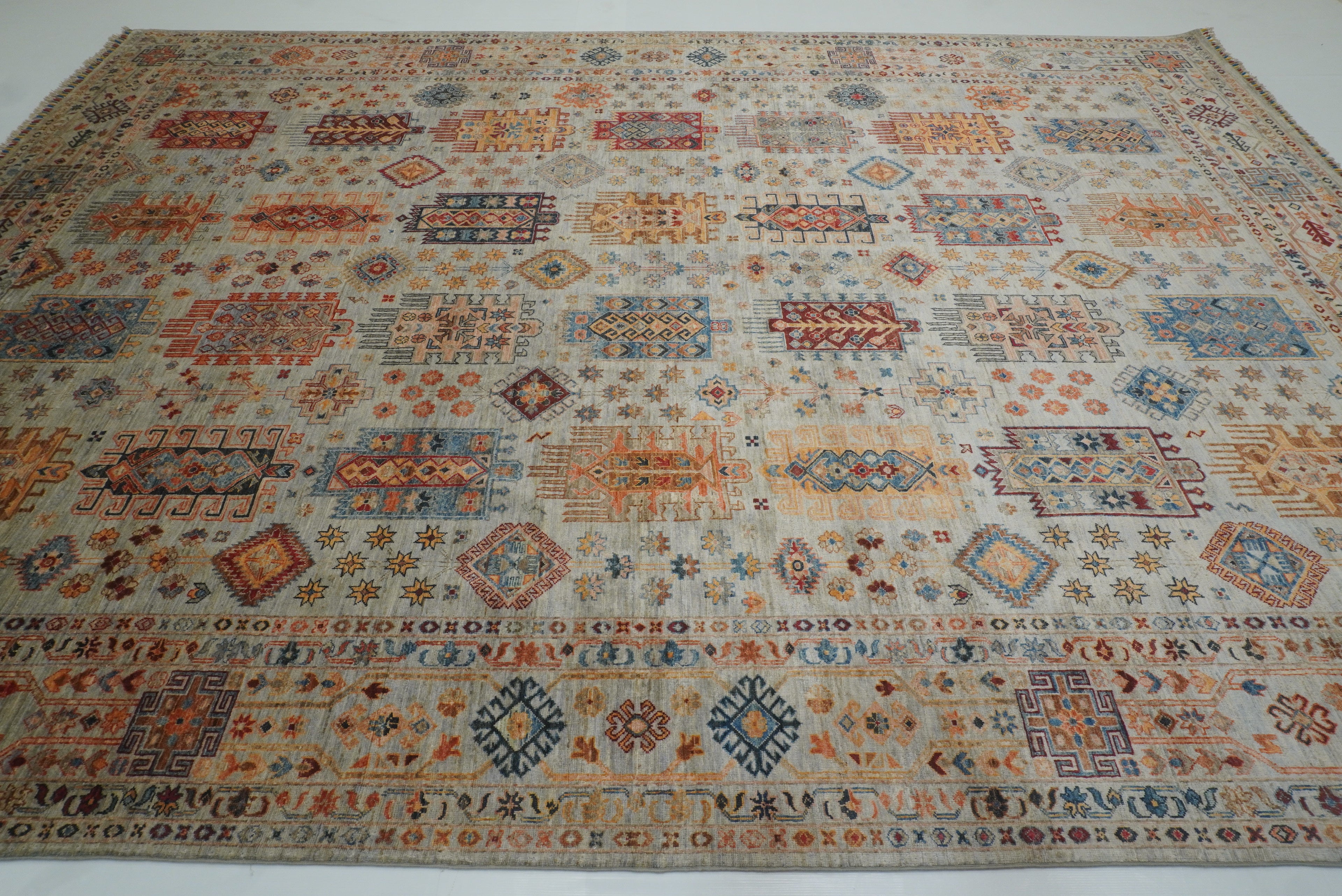 10x14 Gray Afghan Hand-Knotted Oriental Rug - Yildiz Rugs