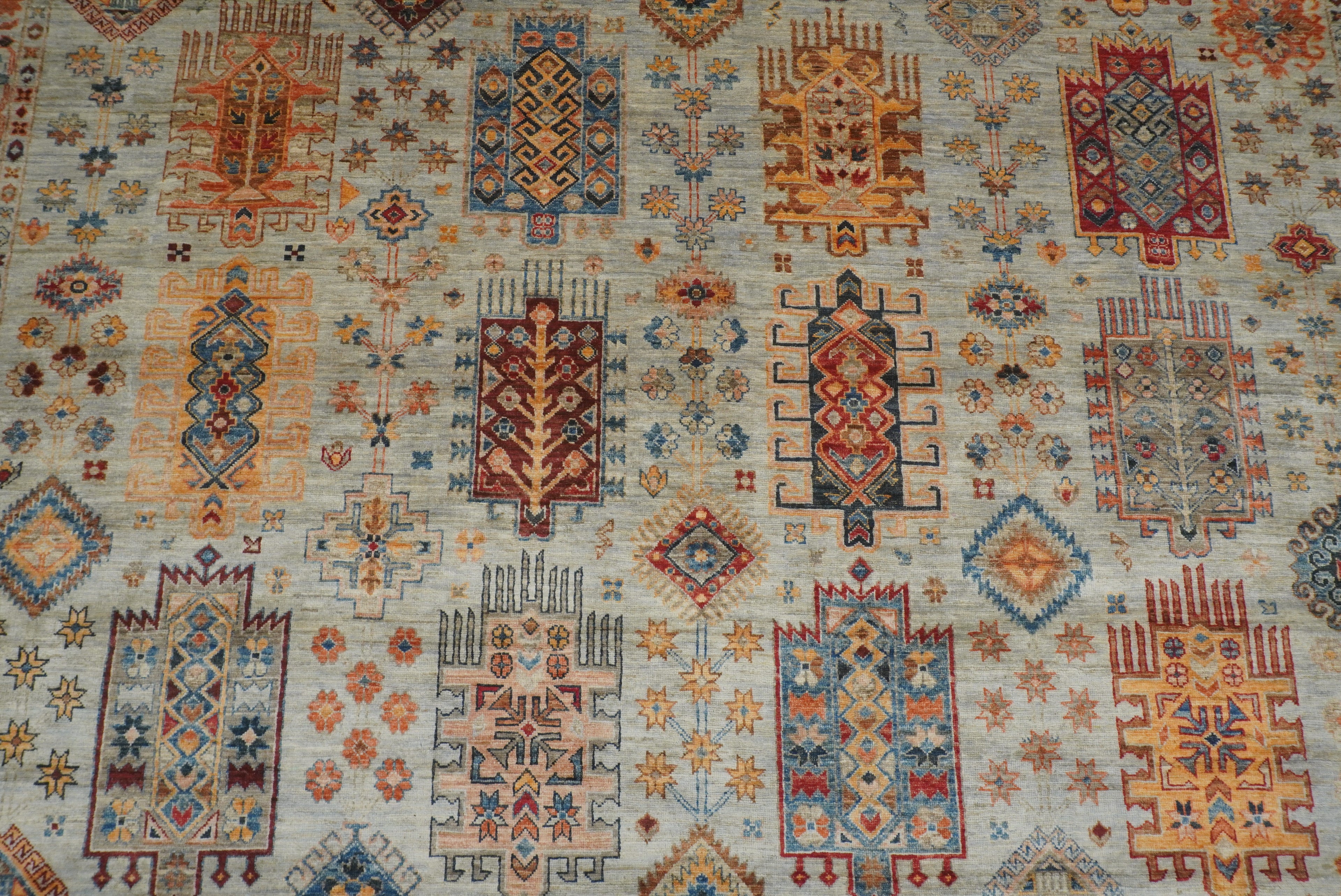 10x14 Gray Afghan Hand-Knotted Oriental Rug - Yildiz Rugs