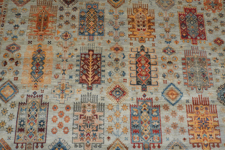 10x14 Gray Afghan Hand-Knotted Oriental Rug - Yildiz Rugs