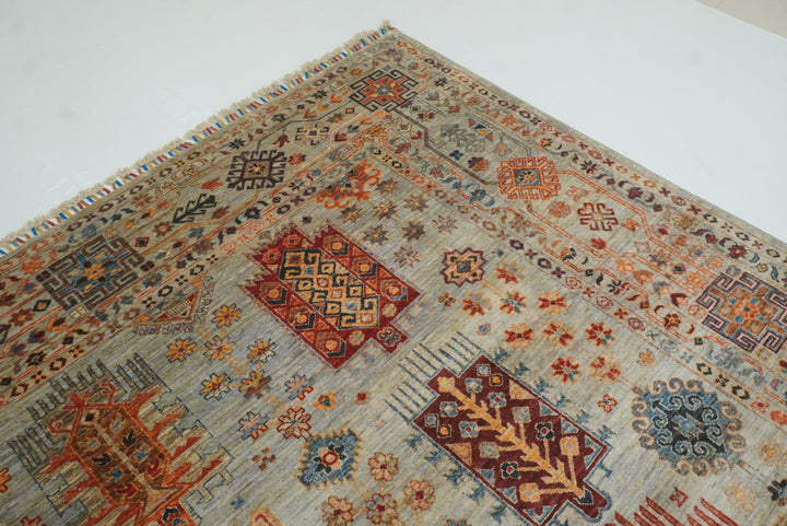 10x14 Gray Afghan Hand-Knotted Oriental Rug - Yildiz Rugs