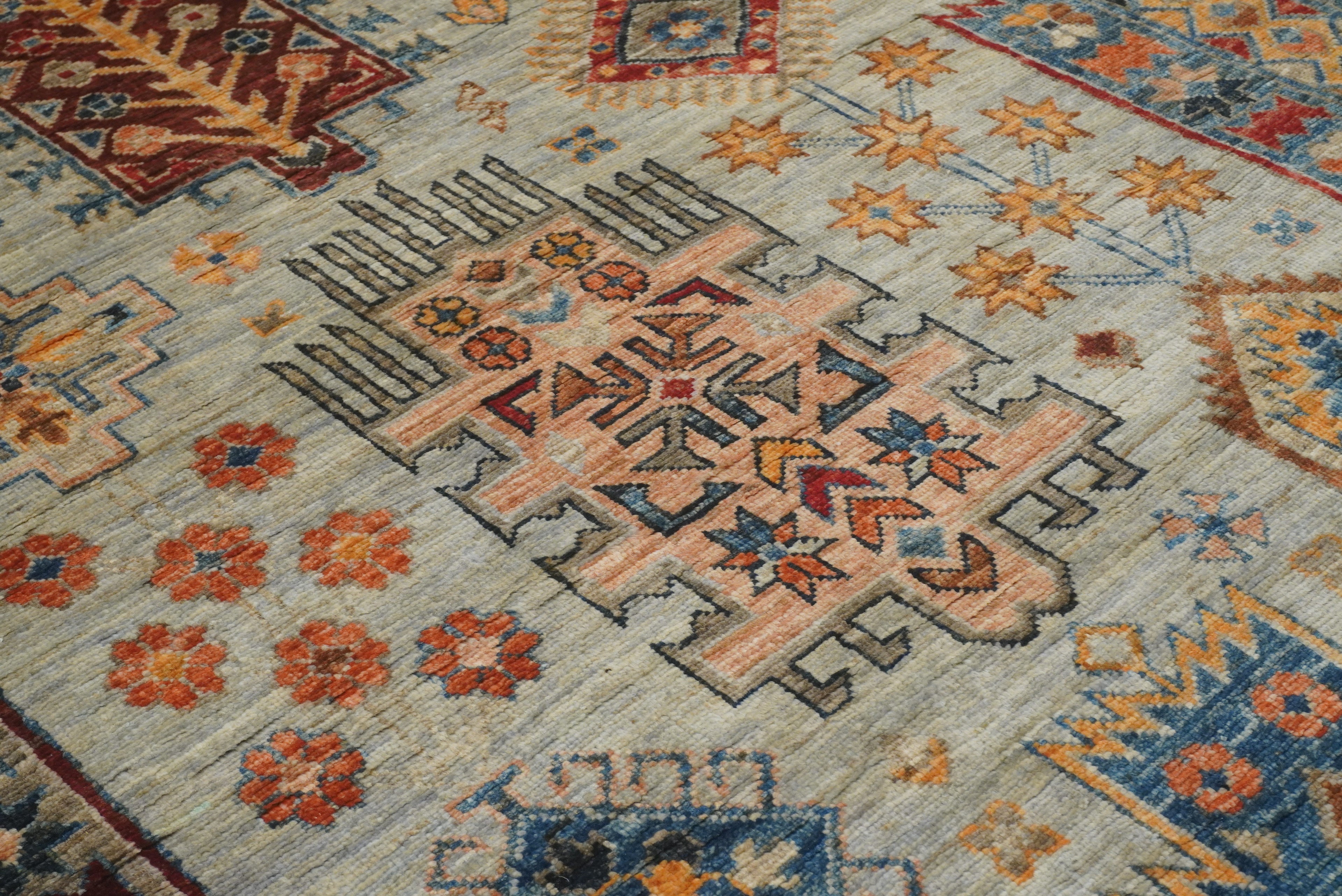 10x14 Gray Afghan Hand-Knotted Oriental Rug - Yildiz Rugs