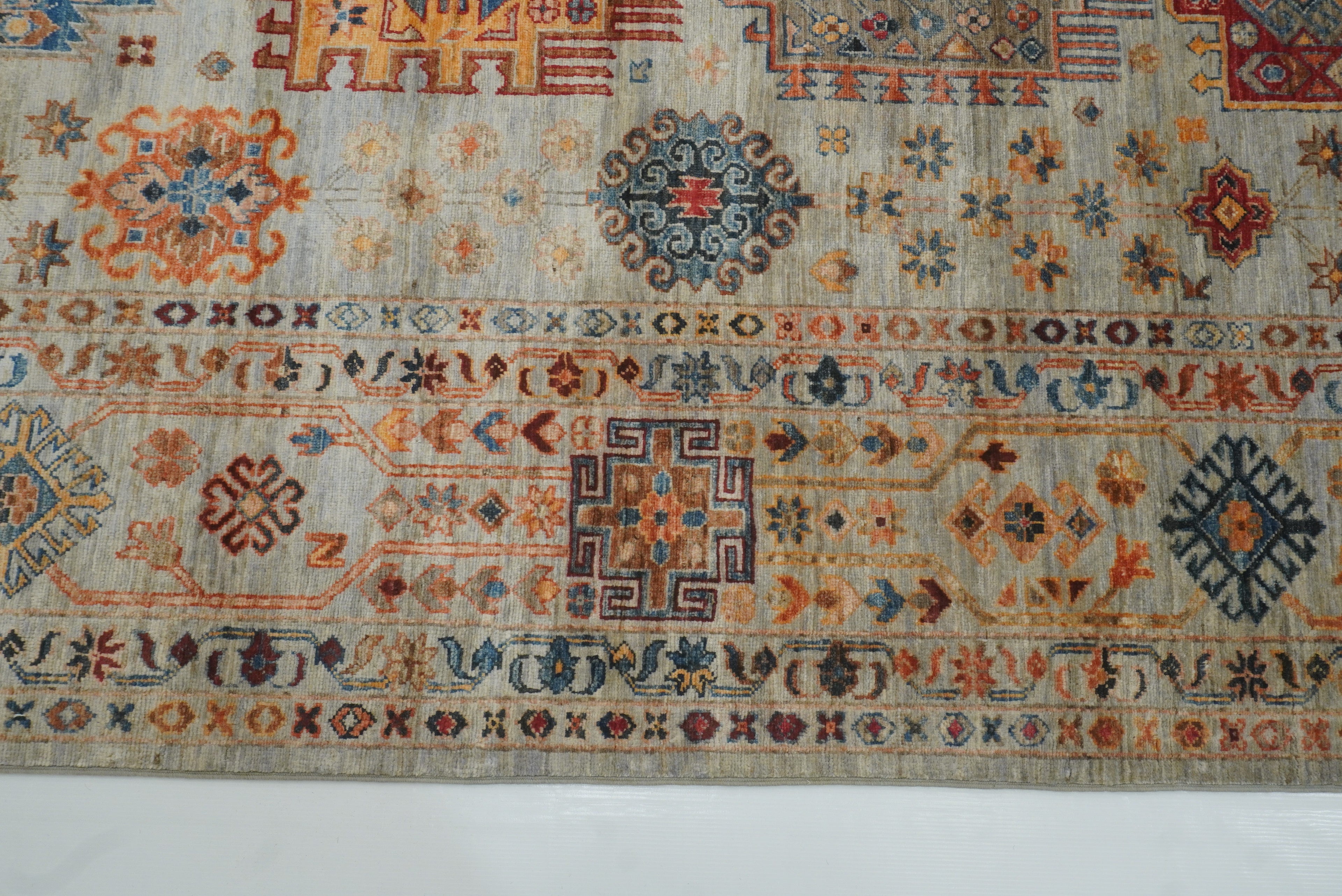 10x14 Gray Afghan Hand-Knotted Oriental Rug - Yildiz Rugs
