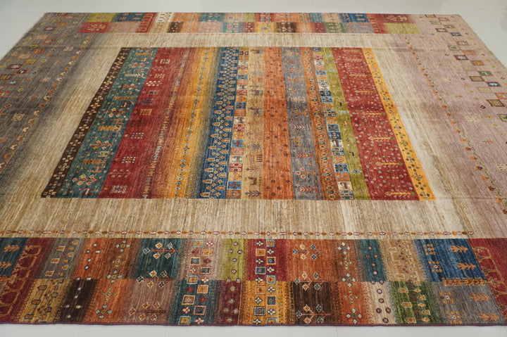 8x12 Brown Tribal Gabbeh Afghan Kashkuli Hand knotted Rug - Yildiz Rugs