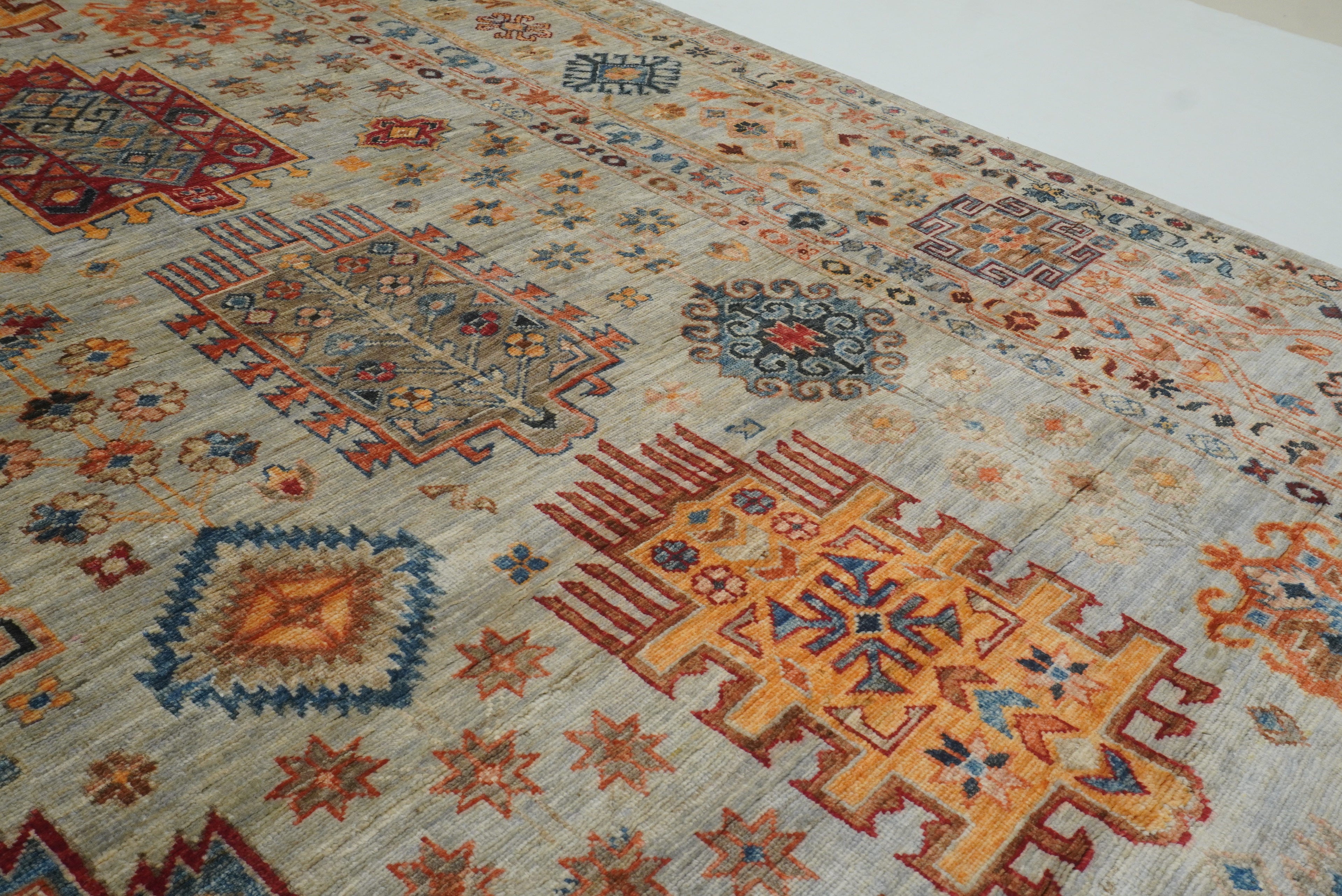 10x14 Gray Afghan Hand-Knotted Oriental Rug - Yildiz Rugs