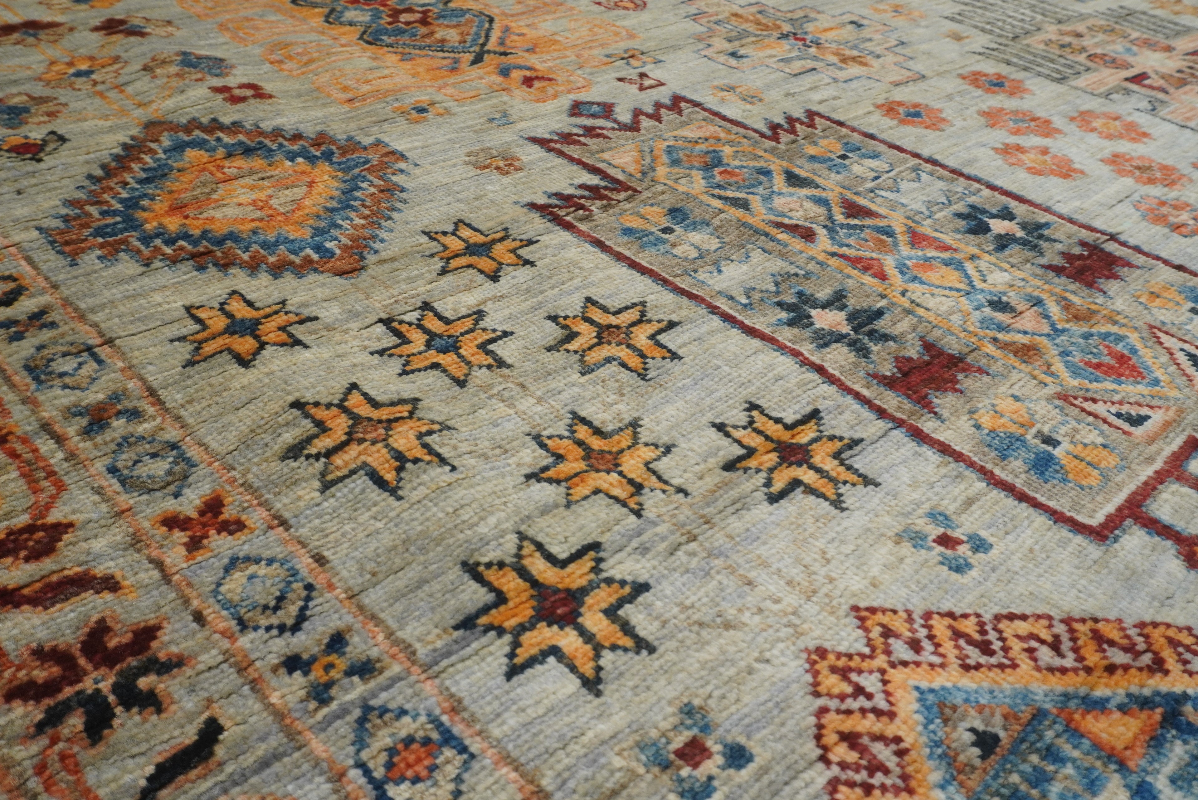 10x14 Gray Afghan Hand-Knotted Oriental Rug - Yildiz Rugs