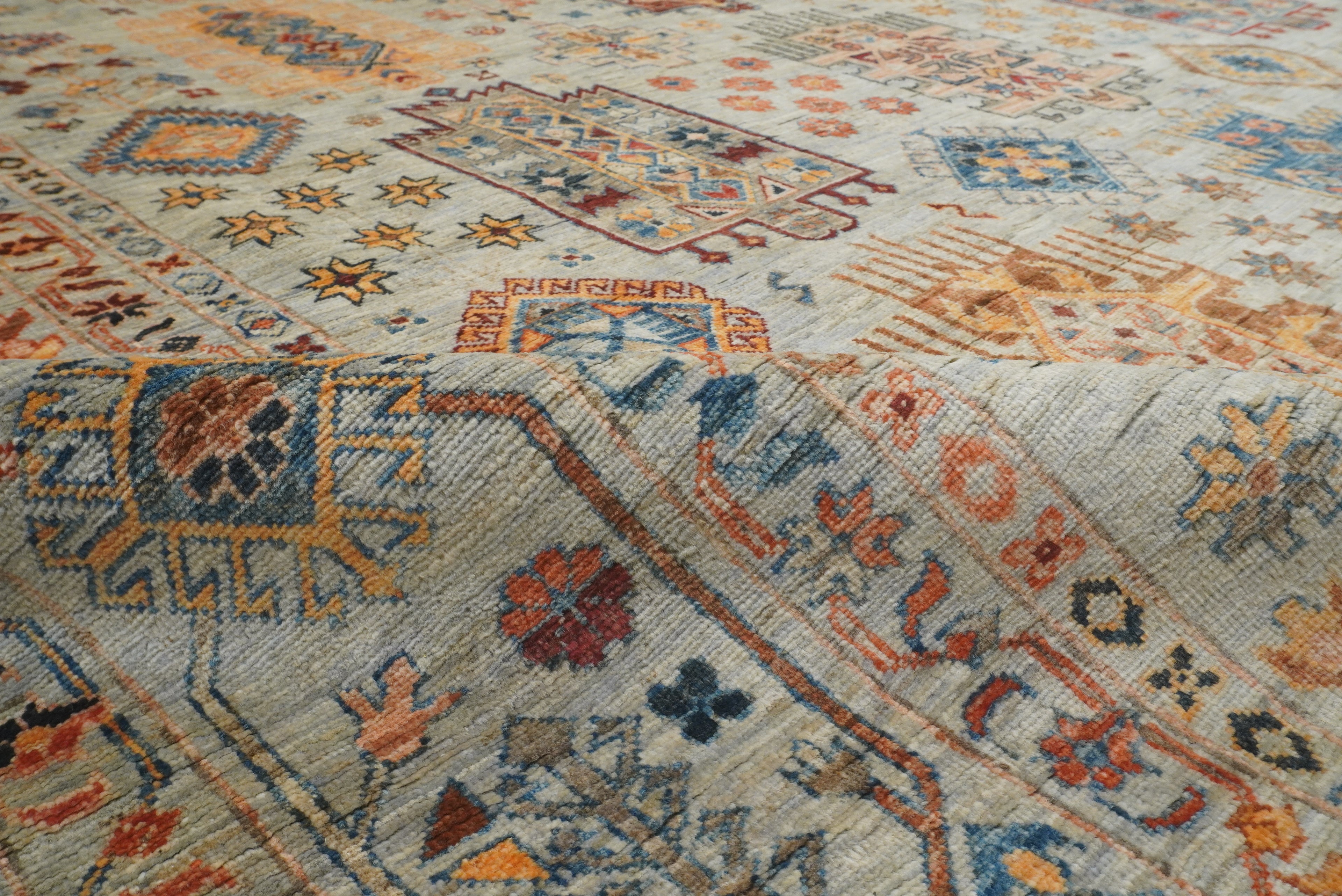 10x14 Gray Afghan Hand-Knotted Oriental Rug - Yildiz Rugs
