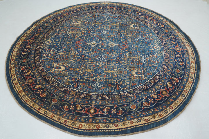 10x10 Blue Bidjar Afghan Hand knotted Round Rug