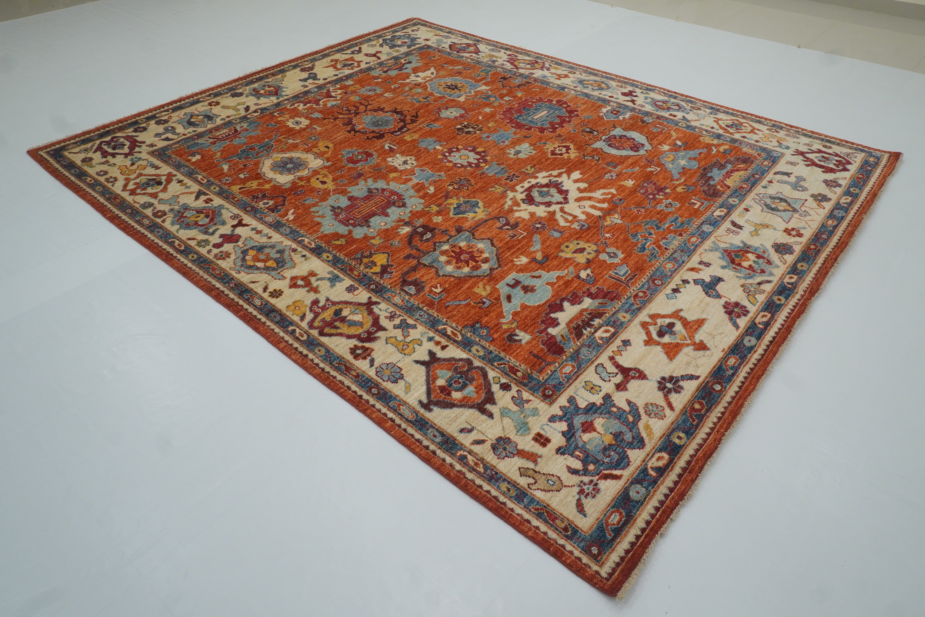 8x10 Orange Oushak Turkish Hand knotted Oriental Rug - Yildiz Rugs