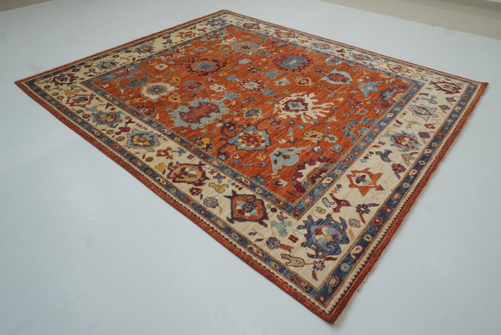 8x10 Orange Oushak Turkish Hand knotted Oriental Rug - Yildiz Rugs
