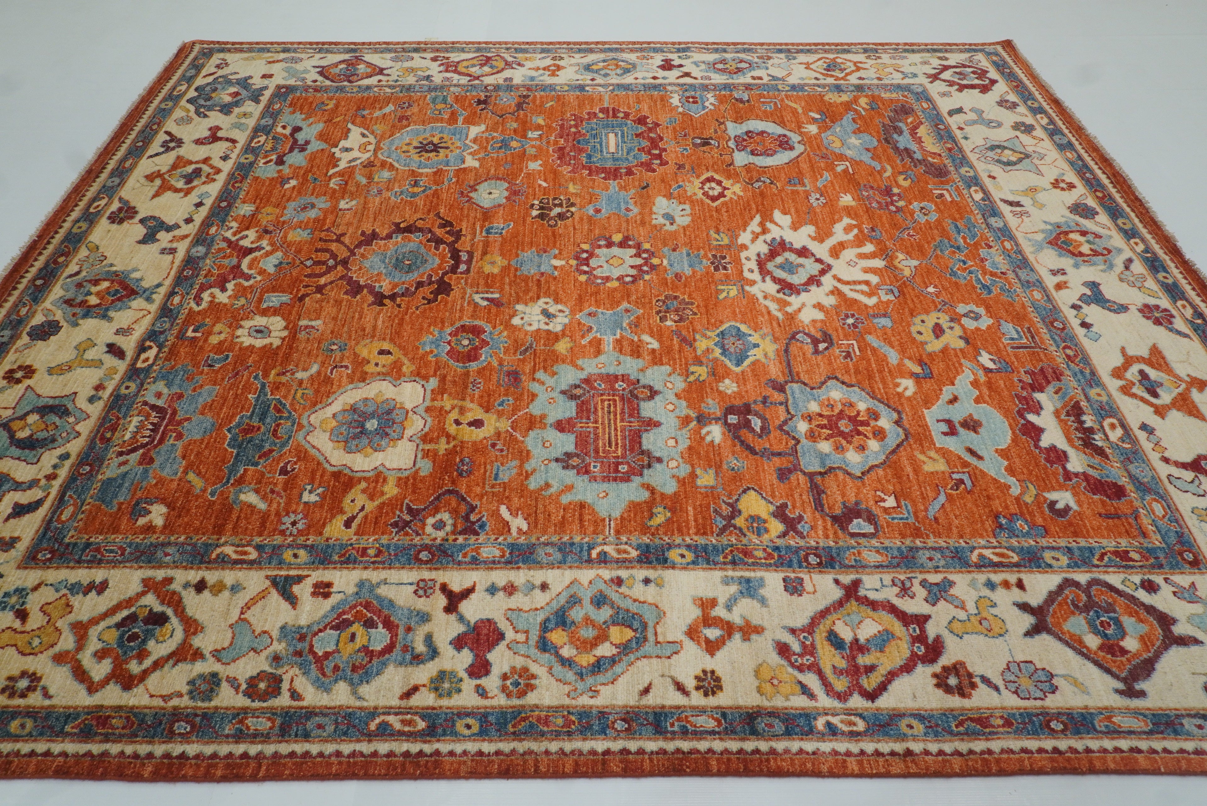 8x10 Orange Oushak Turkish Hand knotted Oriental Rug - Yildiz Rugs