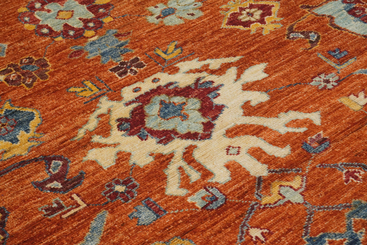 8x10 Orange Oushak Turkish Hand knotted Oriental Rug - Yildiz Rugs