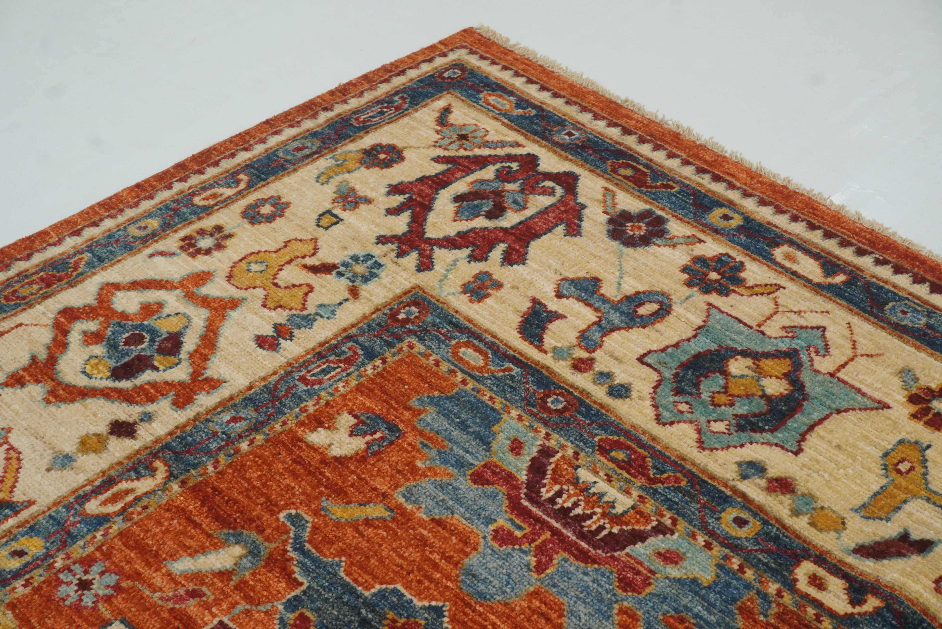 8x10 Orange Oushak Turkish Hand knotted Oriental Rug - Yildiz Rugs