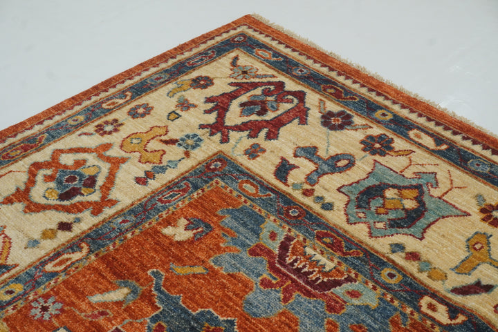 8x10 Orange Oushak Turkish Hand knotted Oriental Rug - Yildiz Rugs