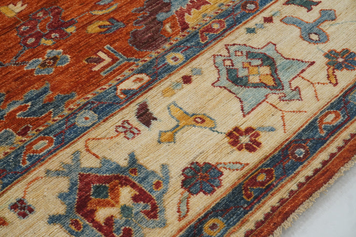 8x10 Orange Oushak Turkish Hand knotted Oriental Rug - Yildiz Rugs