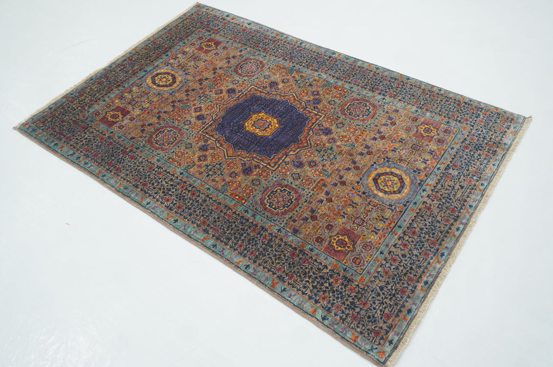 3x5 Warm Gray Mamluk High Quality Hand knotted Medallion Turkish rug