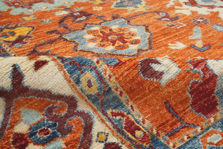 8x10 Orange Oushak Turkish Hand knotted Oriental Rug - Yildiz Rugs