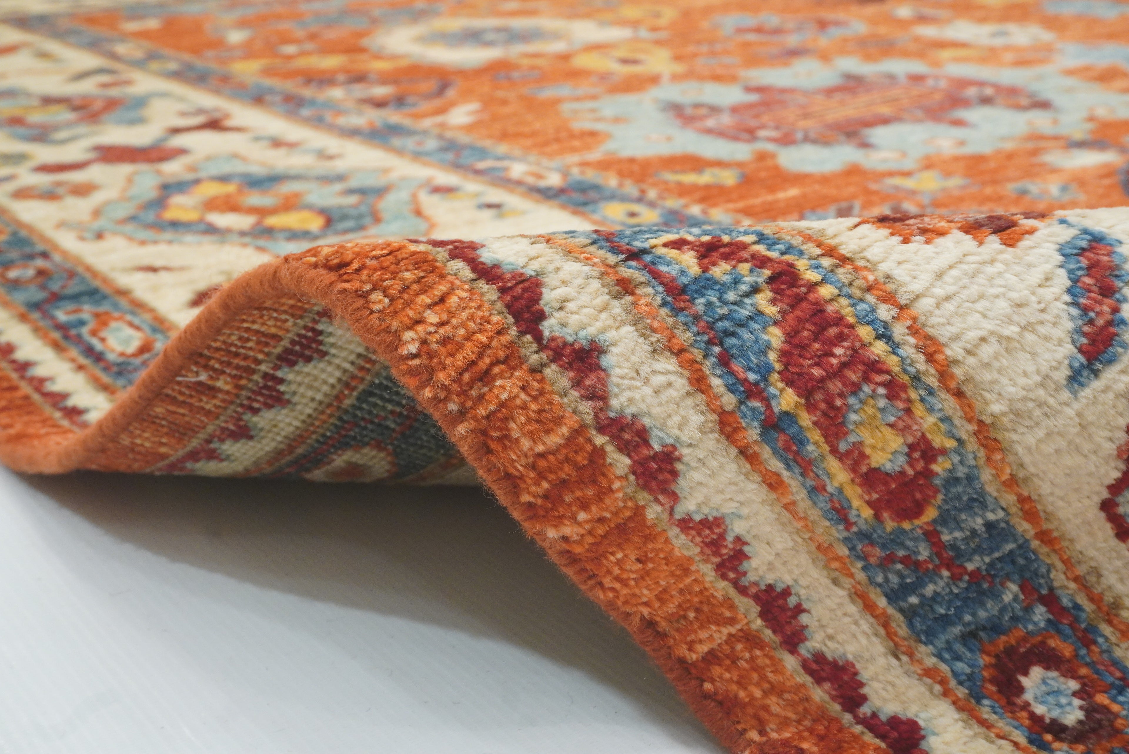8x10 Orange Oushak Turkish Hand knotted Oriental Rug - Yildiz Rugs